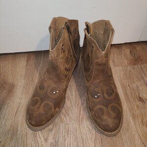 NEW Sterling River Boots SR6008 11 Brown Distressed Leather Western Ankle Boots